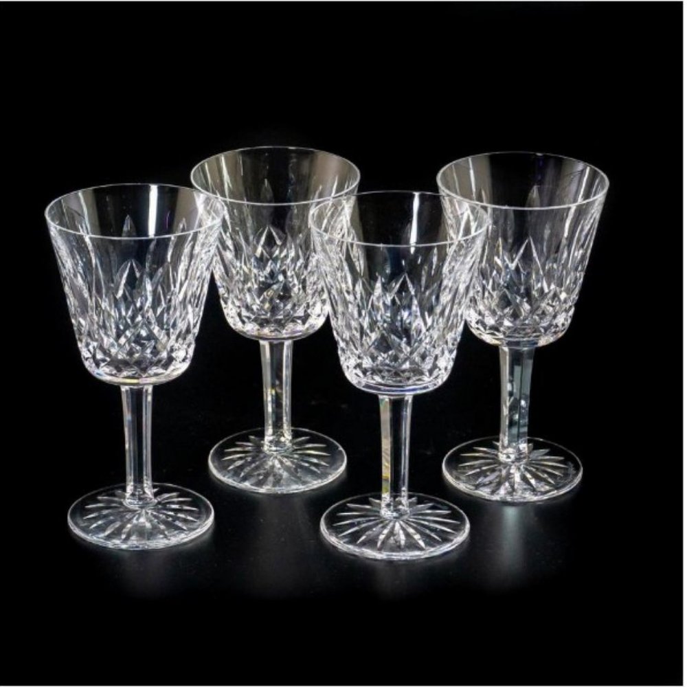 LOT of 4 -☘️  Waterford  Lismore Claret Wine Glasses ~6" Tall ☘️ made in Ireland